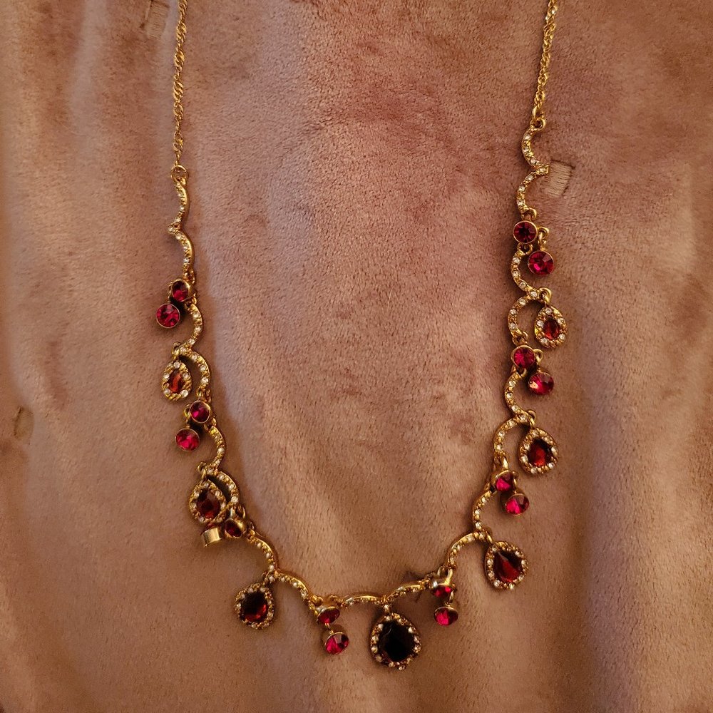 Givenchy Gold Necklace with Red Stones